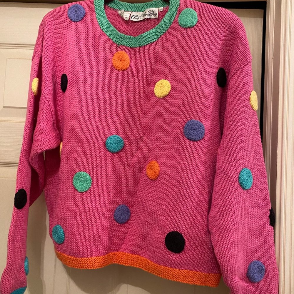 Body Action Design Vintage Knit Sweater With Shoulder Pads